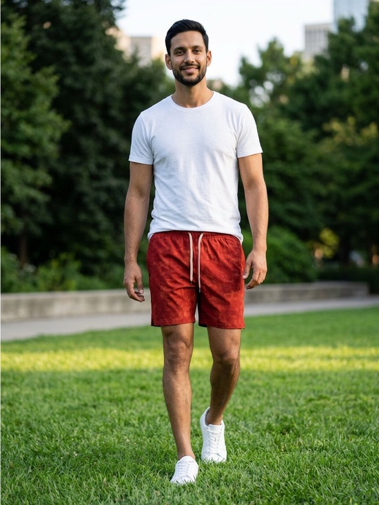 Right of Way Other - Right Of Way R.O.W. Men’s Medium Casual Athletic Shorts 6” Red  Marble EUC